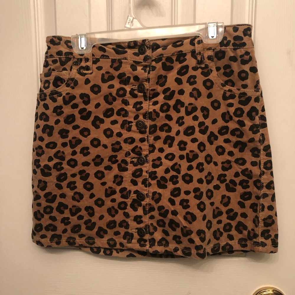 Girls Cheetah Print Soft Jean Skirt